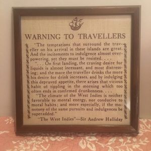 Framed “Warning to Travelers”